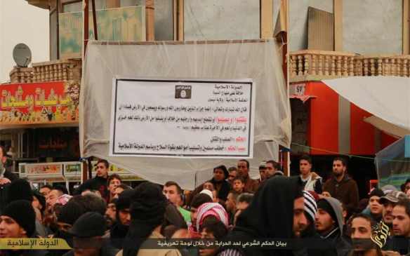 Caption: "The shari'a verdict for banditry is stated in an introductory sign"