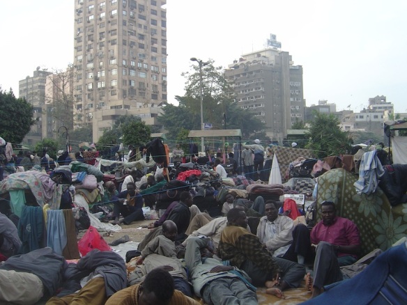 Refugee protest camp outside the UNHCR offices in Cairo, October 2005. Photo by Vivian Salama, Daily Star