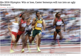 relatively rare, profile angle of Caster Semenya while running, from South Africa's newspaper the Mail & Guardian.
